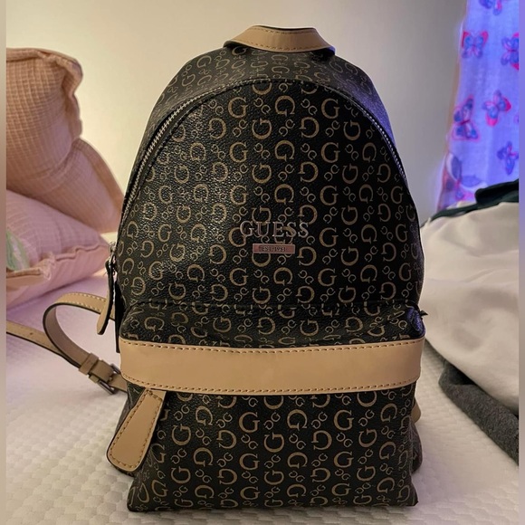 Brown Logo Guess Backpack - Picture 1 of 3